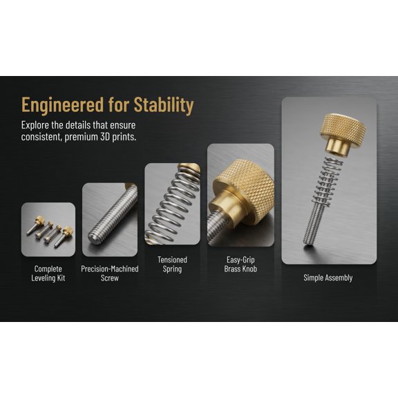 LABSERRON 4Pcs Leveling Knob Set for 3D Printer Platform Durable Golden Metal
