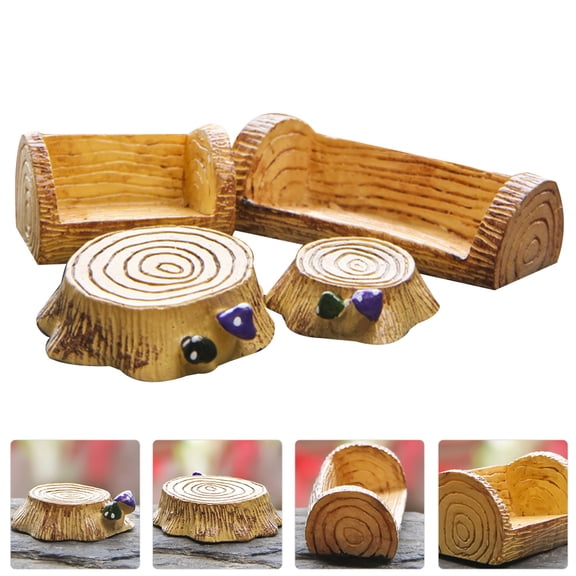 LABSERRON 4Pcs Resin Tree Stump Micro Landscape Decoration Assorted Color Plant Decoration