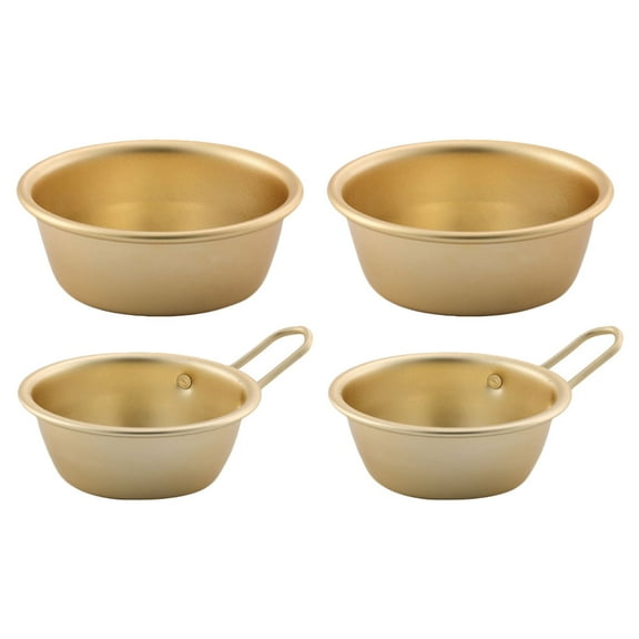 LABSERRON 4Pcs Rice Bowls Golden Aluminum Traditional Design Bowls Restaurant Use