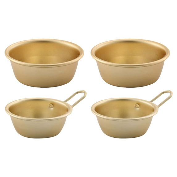 LABSERRON 4Pcs Rice Bowls Golden Aluminum Traditional Design Bowls Restaurant Use