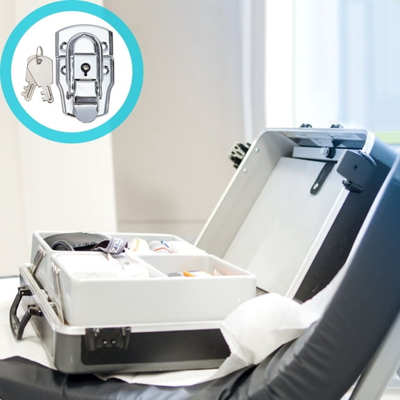 LABSERRON 4Set Durable Iron Material Tool Box Lock Buckle for Tool Storage and Security Protection 2.9x1.7in