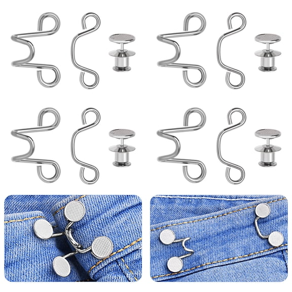 LABSERRON Waist Tightener Buttons Adjustable Pants Buttons Metal 4 Sets