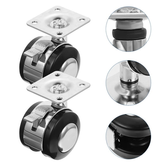 LABSERRON 4pcs Casters Adjustable Axle Retractable Heavy Duty Caster Wheels Mini Black Zinc Alloy