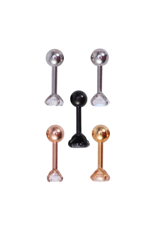 5 Pairs Black Ear Studs Pierced Earrings For Ear Piercings Easy to Clean