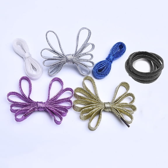 LABSERRON 5 Pairs Round Glitter Shoelaces for Women Skates in Random Color