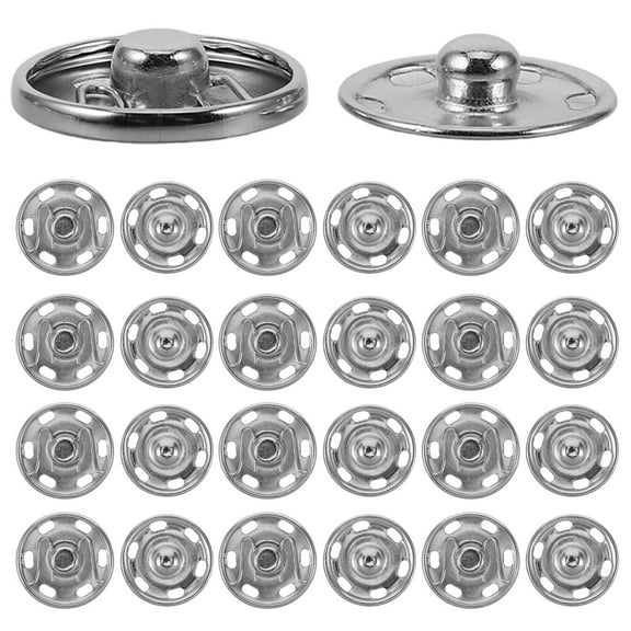 LABSERRON 50Pcs Heavy Duty Snaps For Sewing Clothing Items Metal Snap Fasteners Silver 0.71X0.71X0.08In