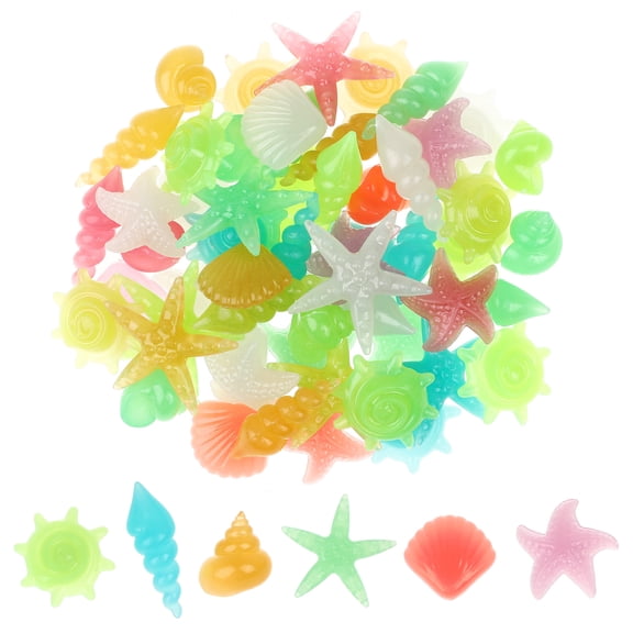 LABSERRON 50Pcs Luminous Ornaments Resin Star Fish Shells for Fish Tank Accessories