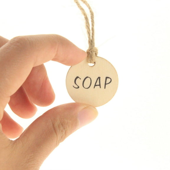 LABSERRON 50Pcs Wooden Bottle Labels for Cup Bottle Strip Tag and Home Decoration in Light Brown