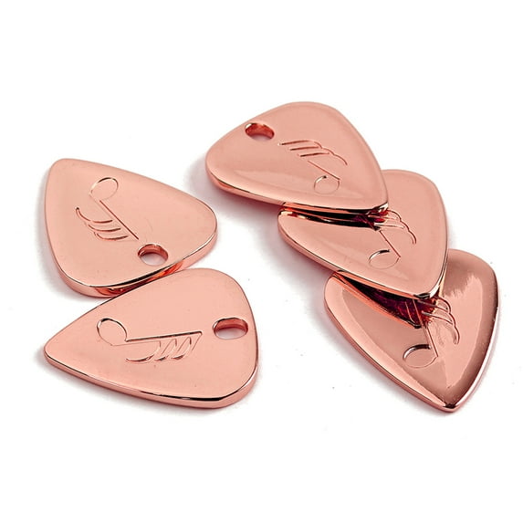 LABSERRON 5Pack Bass Pick Metal Plectrums For Classical Bass Guitars Pink Rose Gold Non Slippery