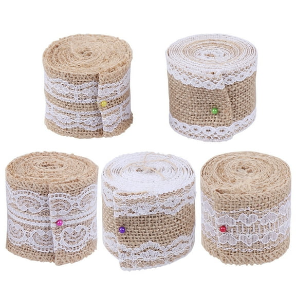 LABSERRON 5Pcs Burlap Ribbon For Diy Crafts And Wedding Decor In Classic Retro Style