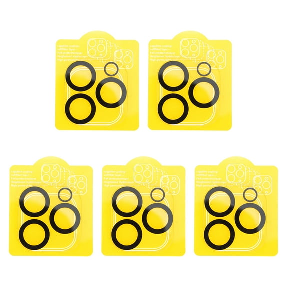 LABSERRON 5Pcs Circular Yellow Tempered Glass Phone Rear Lens Covers 11.8X0.79In For Pro Dust Prevention