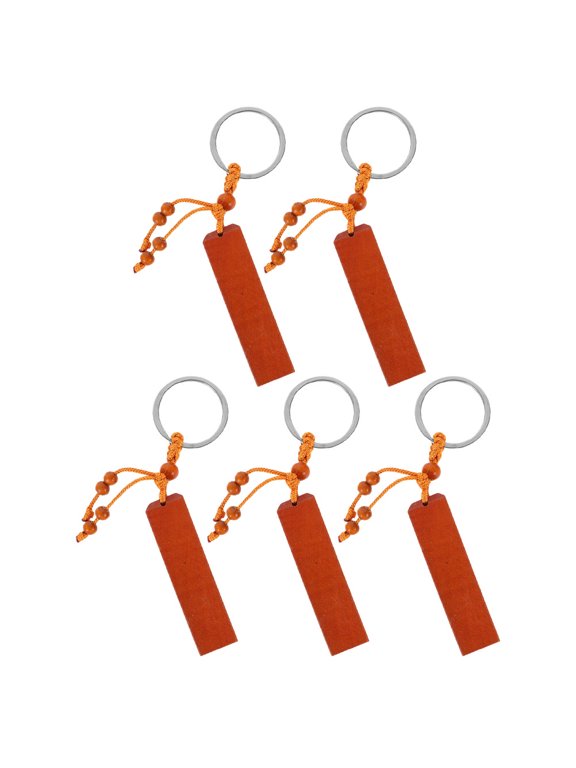 5 Pack Engravable Dark Red Wooden Key , Blank Craft Keychain Pendants for Decoration and