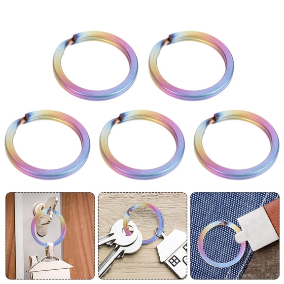 LABSERRON 5Pcs Key Rings Titanium Alloy Flat Keychain Making Diy Accessories For Craft Enthusiasts