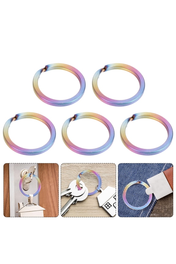 5Pcs Key Rings Titanium Alloy Flat Keychain Making Diy Accessories For Craft Enthusiasts
