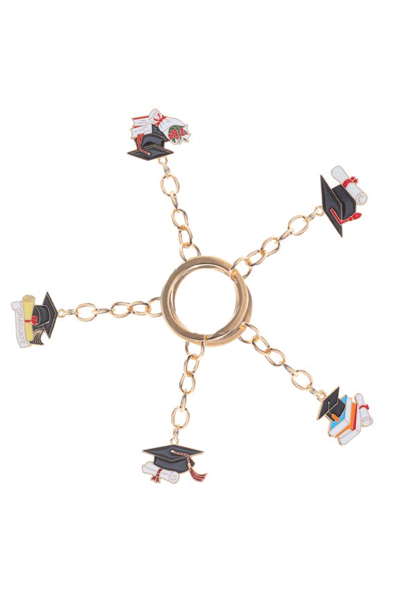 5Pcs School Bag Key Ring Graduation Cap Pendants Multi Color Alloy Elegant Design For Graduation Season