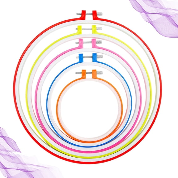 LABSERRON 5Pcs Sewing Embroidery Kit Circle Frame Assorted Color for Embroidery Work and Craft Projects