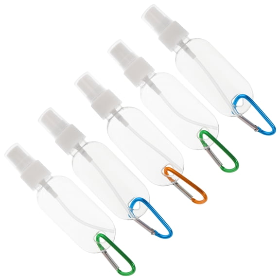 LABSERRON 5Pcs White Cleansing Oil Pump Bottles Refillable Transparent Storage Bottles with Hooks