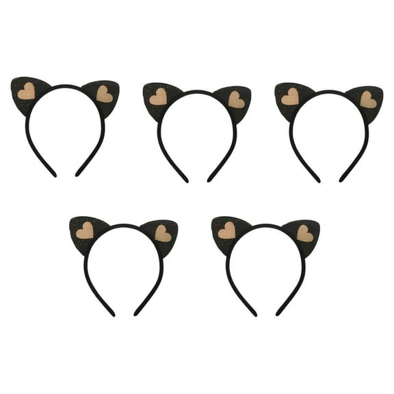 LABSERRON 5pcs Cat Ear Headband Cosplay Hair Accessories For Parties Comfortable And Ear Hairbands For Women And Black