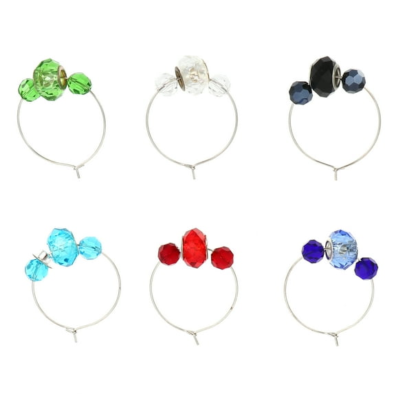 LABSERRON 6 Pcs Glass Identification Tags Ring Cup Signs Plastic for Family Members