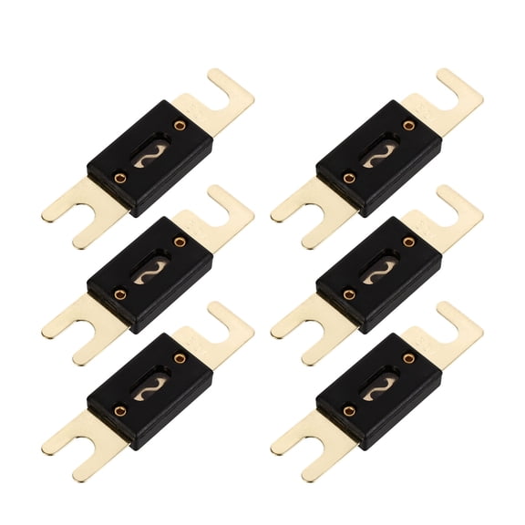 LABSERRON 6Pcs Amp Fuse Black Golden Copper Gold Plated for Car Audio Systems 8X2.2CM