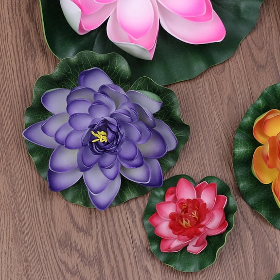 LABSERRON 6Pcs Artificial Floating Water Lily Lotus Flower Shape EVA Material for Fish Tank Ornaments