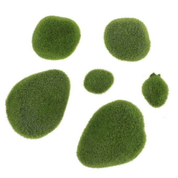 LABSERRON 6Pcs Artificial Moss Stones for Decoration Green Foam Plastic Outdoor Garden Landscape Ornaments