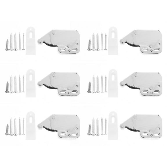 LABSERRON 6Pcs Cabinet Door Latches and Catches Spring Snap for Furniture Safety Lock Cold Rolled Steel and Nylon