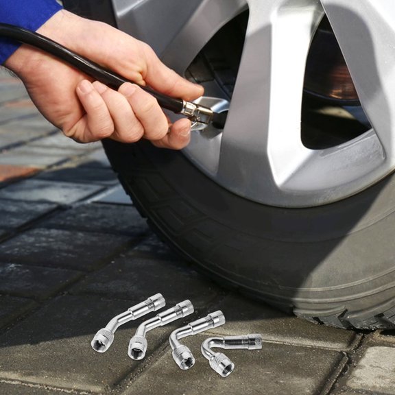 LABSERRON 6Pcs Durable Construction Tire Valve Extension Adaptors for Vehicle Owners Cyclists 1.7x1.2x0.4in