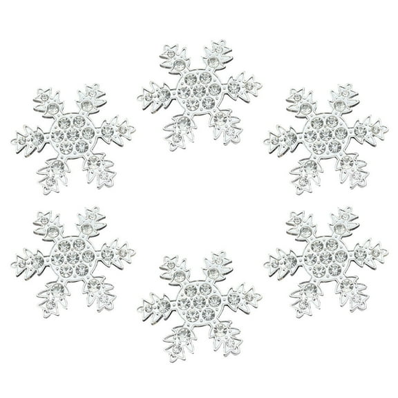 LABSERRON 6Pcs Elegant Silver Snowflake Napkin Rings Metal Rhinestones Table Decoration Christmas Party