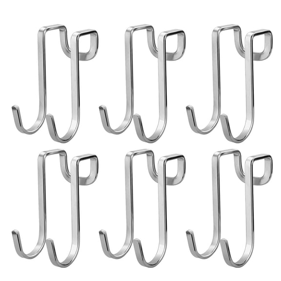 LABSERRON 6Pcs Hooks for Kitchen Silver for Closet Organizer Hangers Renters