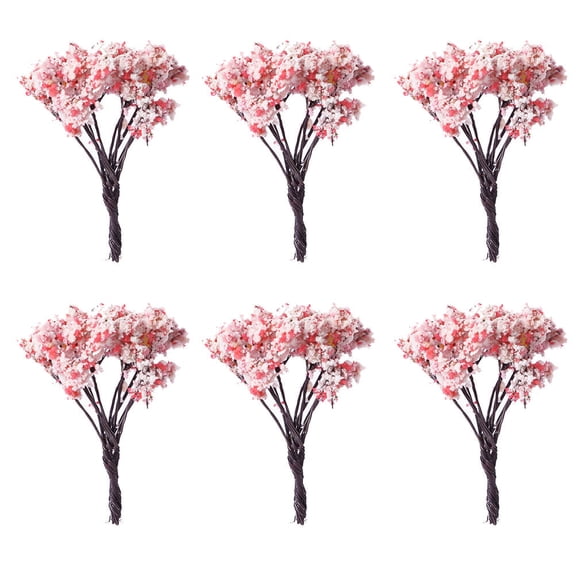 LABSERRON 6Pcs Pink Plastic Simulation Tree For Party Decoration And Miniature Garden Ornaments