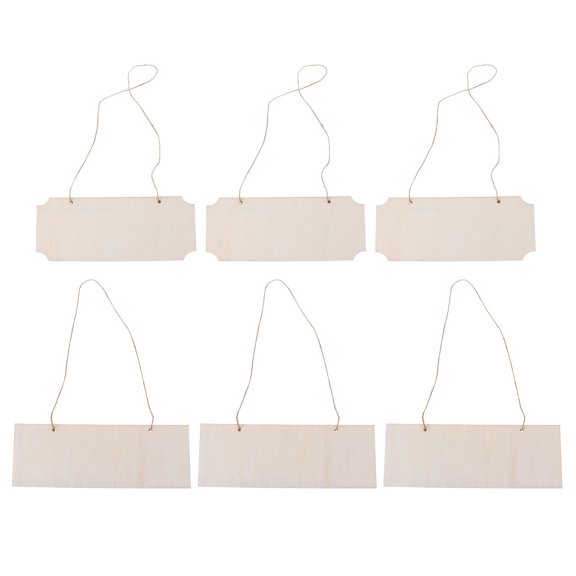 LABSERRON 6Pcs DIY Wooden Cutouts Natural Wood Blank Tags for Painting and Graffiti