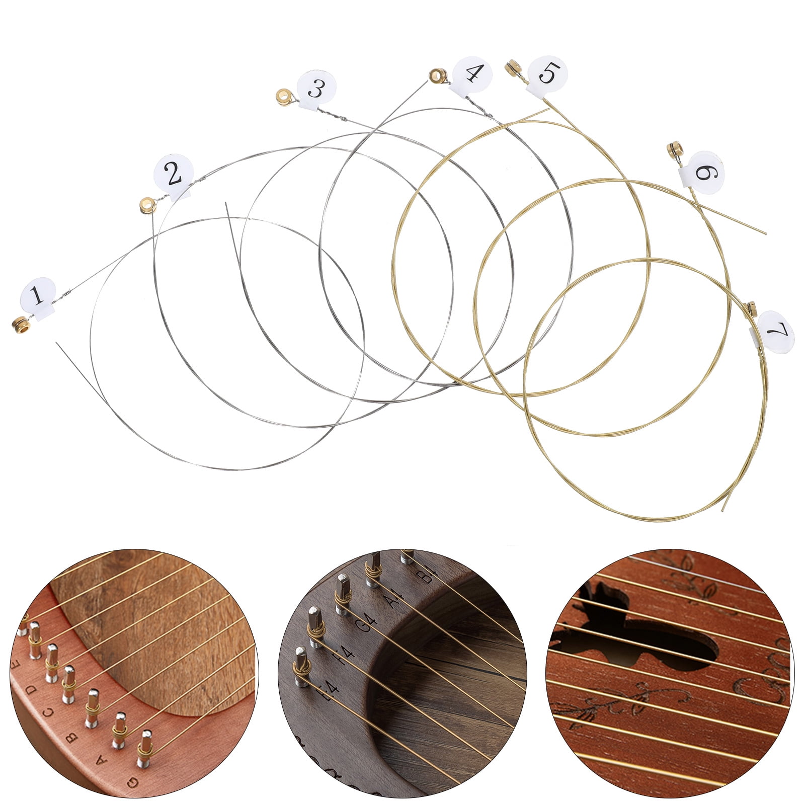 LABSERRON 7Pcs Metal Lyre Harp Strings for Musical Instrument ...