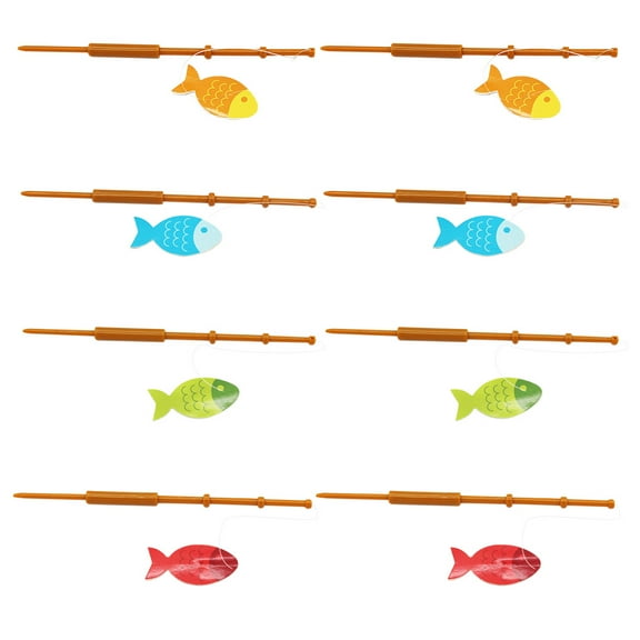 LABSERRON 8Pcs Fishing Rod Shape Cupcake Toppers for Birthday Cake Decor in Assorted Color 16x2.5in