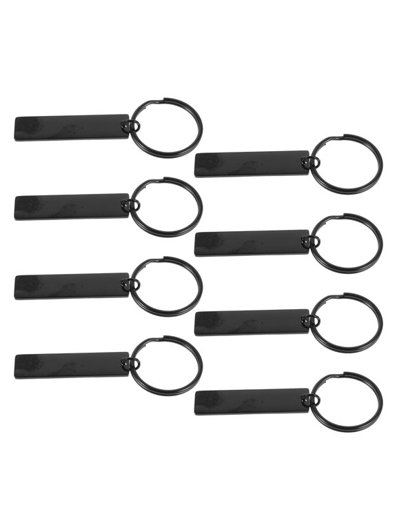 8-Piece Stainless Steel Bar Keychain Set, Blank Mirror Polished Engravable Key Tags for
