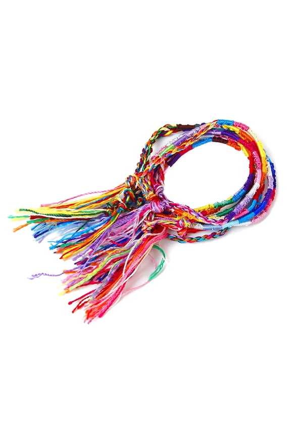 9-Piece Handmade Friendship Bracelets Set, Polyester Thread Wrist and Ankle Bands, Assorted Colors