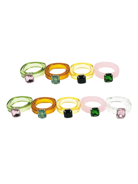 Unique Acrylic Craft Ring with Full of Fashion e 9Pcs
