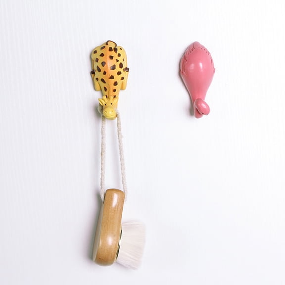 LABSERRON 1-Pack Yellow Giraffe Shaped Resin Adhesive Hook for Wall, Kitchen, and Home Decoration