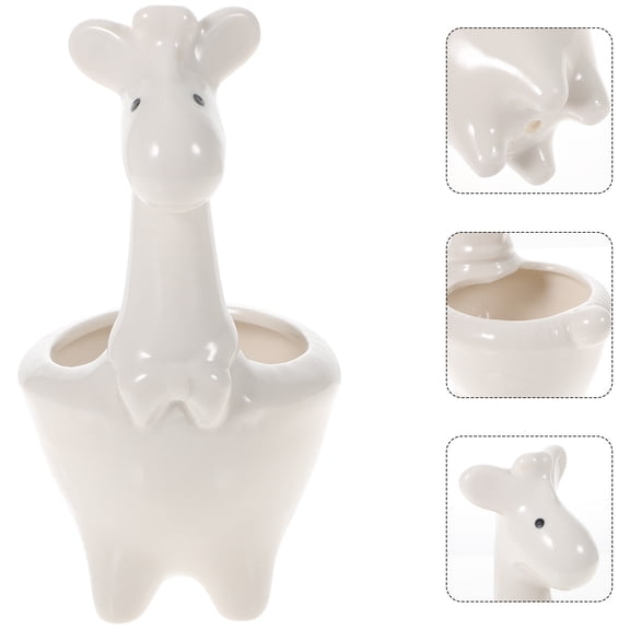 LABSERRON Adorable Deer Shaped Ceramic Pot for Succulent Plants Perfect Desktop Bonsai Decoration White 3.5 x