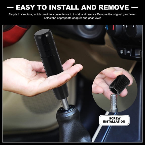 LABSERRON Black Aluminum Alloy Gear Shifter Knob for Car Durable Gear Lever Replacement with Easy Installation