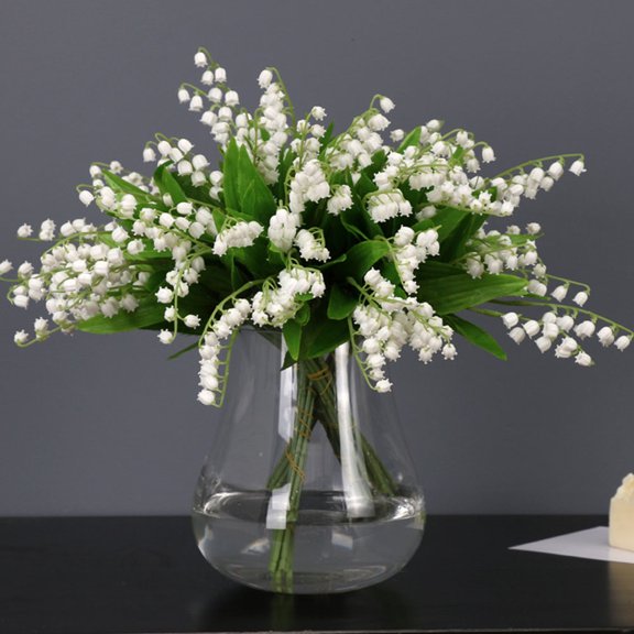 LABSERRON Artificial Flower Props 5Pcs Simulated Flowers Green Plastic Silk Fabric Romantic Simple Design Wedding Party