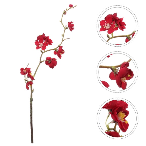 LABSERRON Artificial Plum Flower Ornament for Decoration Use Red Plastic Blossoms 1 Bunch