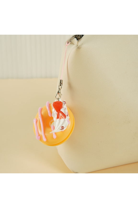 Backpack Pendants Donut Keychain Realistic Design 1Pcs Multi Color For Mobile Phone