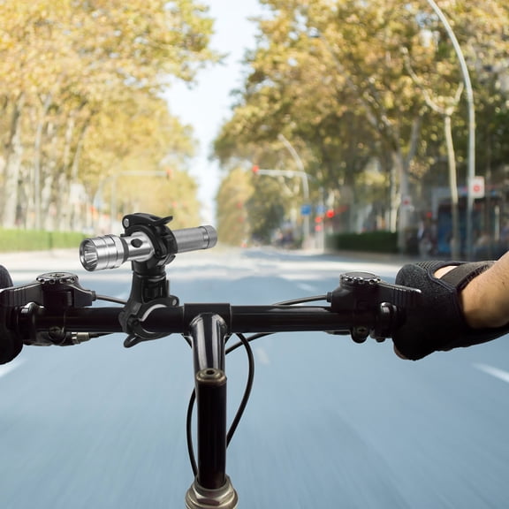 LABSERRON Black Plastic Flashlight Holder for Cyclists with 720 Degree Rotation and Durable Design