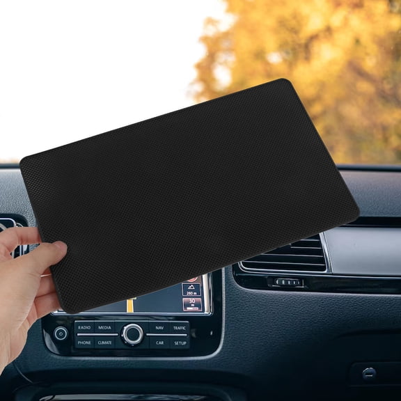 LABSERRON Black Rectangular Car Anti-Skid Pad High Temperature Resistance 1Pc 10.8X6.5X0.2In