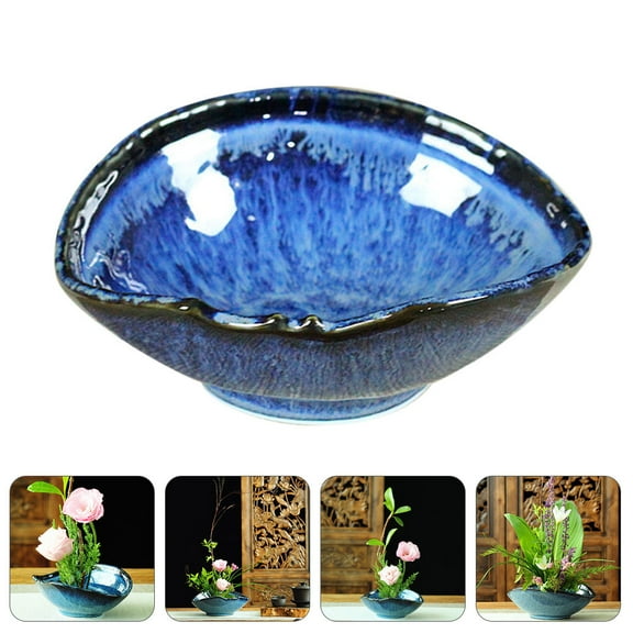 LABSERRON Blue Ceramic Flower Pot for Home Use Simple Design and Durable Small Container Perfect for Desk or
