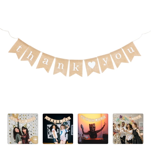 LABSERRON Bunting Banner 1Pcs Jute Linen Rustic Wedding Decorations 11.8x4.7x6.3in
