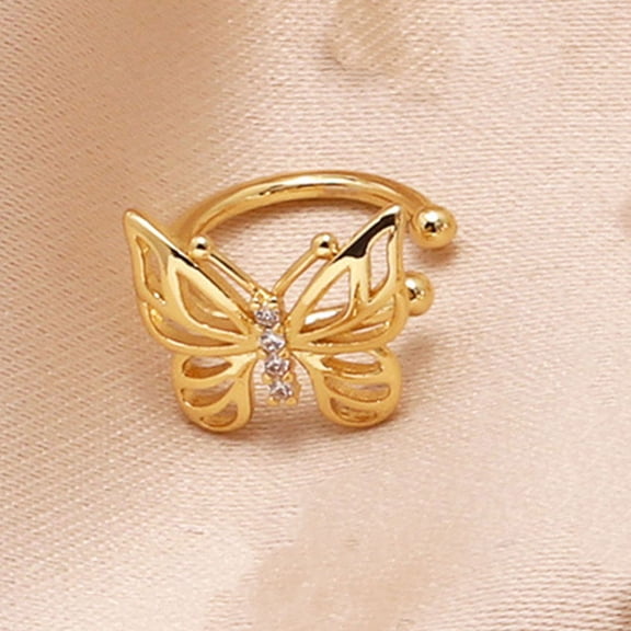 LABSERRON Butterfly Ear Cuff Clips 1 Pair Non Pierced Earrings Punk Style Durable Copper Craft For Daily