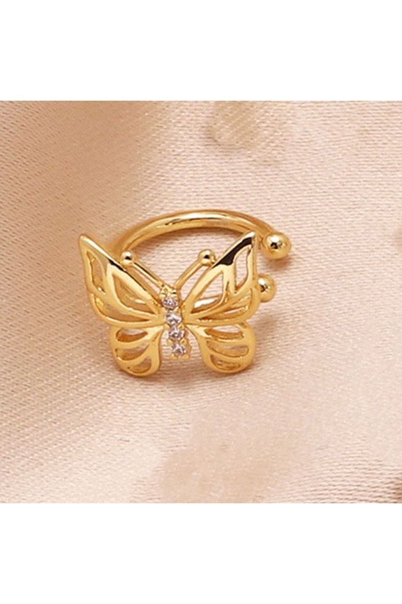 Butterfly Ear Cuff Clips 1 Pair Non Pierced Earrings Punk Style Durable Copper Craft For Daily
