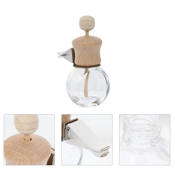 LABSERRON Car Diffuser Bottles, 3 Pack Glass Empty Air Vent Diffusers, Wood Caps